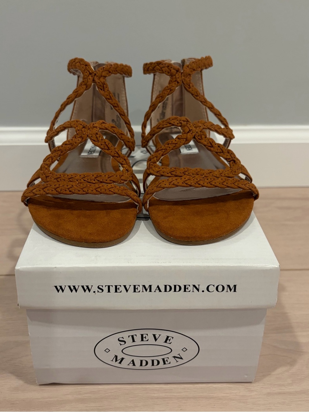 Steve Madden Braided Strappy Sandals — Tan Brown